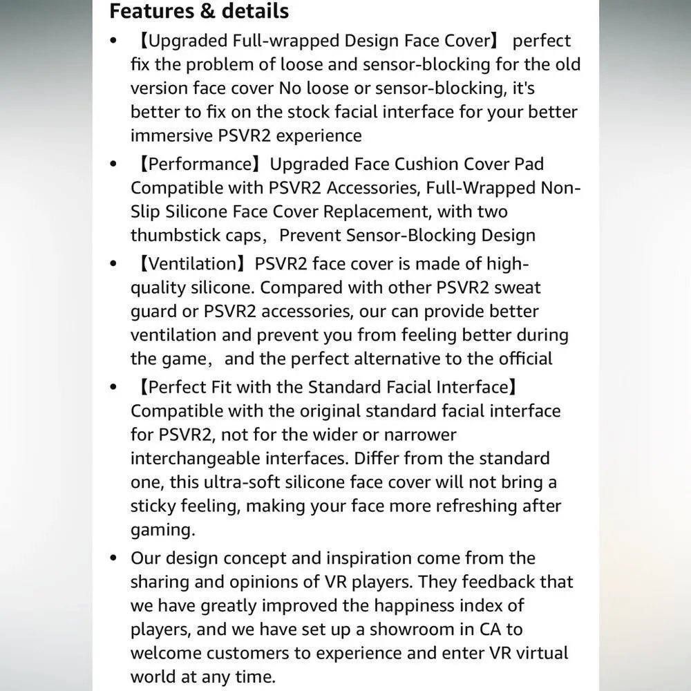 PS VR2 Face Cover W Shell Protective Face Cushion, Thumb Grips, & Cable Strap